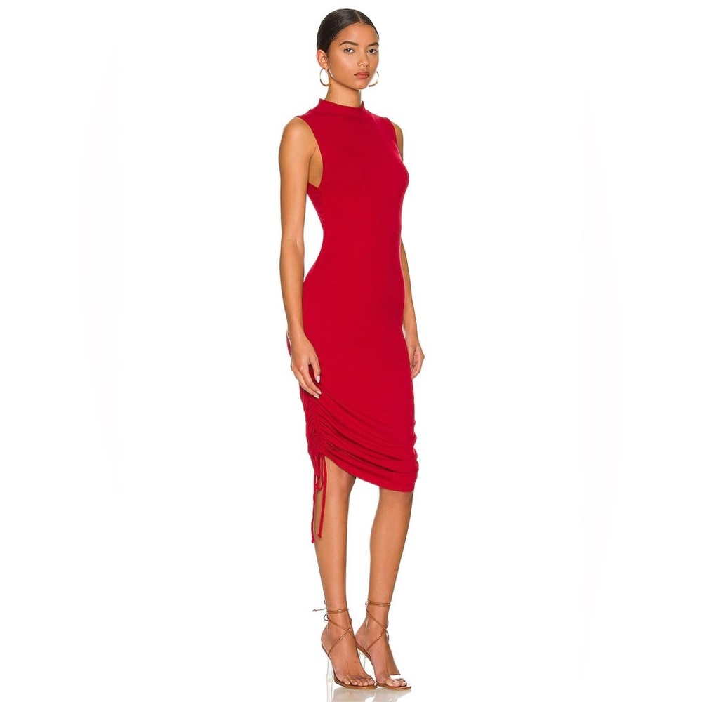 Red Midi Dress with mock neck